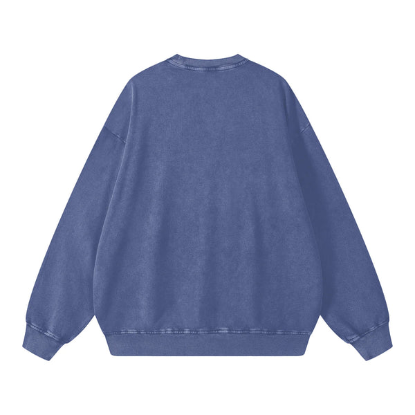 Her Mess Crew Neck Sweater - Acid Blue Wash