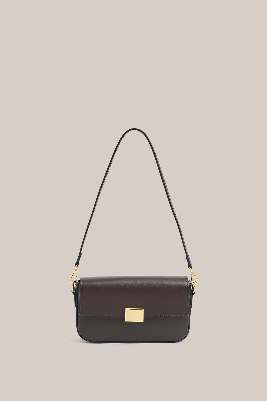 Isla Dark Chocolate Leather Shoulder Bag