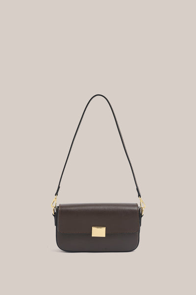 Isla Dark Chocolate Leather Shoulder Bag