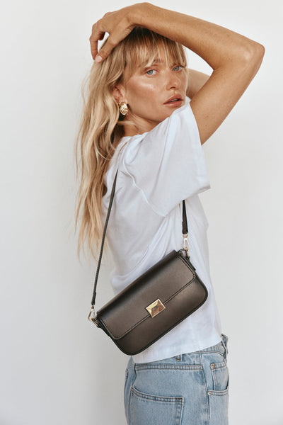 Isla Dark Chocolate Leather Shoulder Bag
