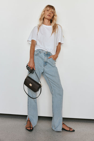 Isla Dark Chocolate Leather Shoulder Bag