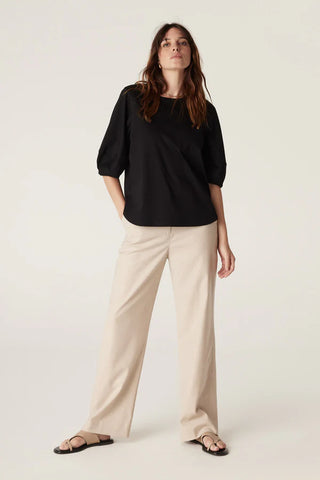 Pima Lantern Sleeve Top - Black
