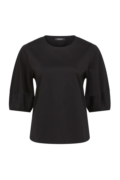 Pima Lantern Sleeve Top - Black