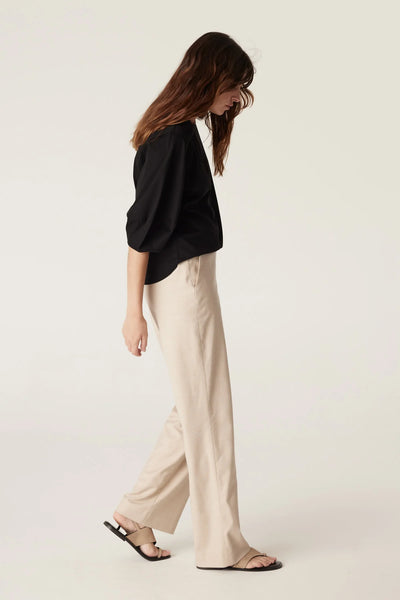 Pima Lantern Sleeve Top - Black