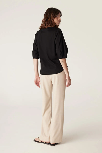 Pima Lantern Sleeve Top - Black