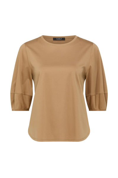 Pima Lantern Sleeve Top - Camel