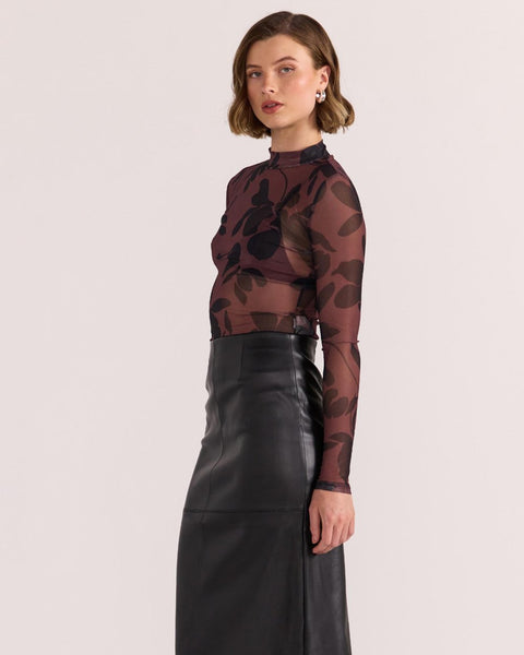 Olina Mesh Top - Abstract-Floral