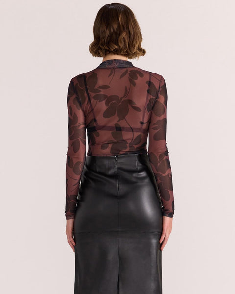 Olina Mesh Top - Abstract-Floral