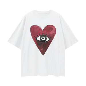 Burgundy Hearts Club Oversized Tee