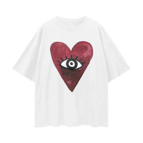 Burgundy Hearts Club Oversized Tee