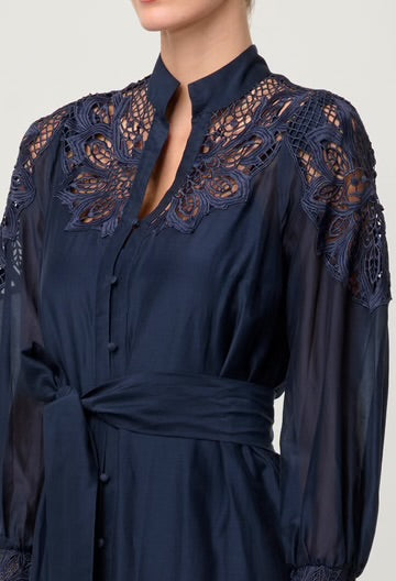 Mirador Cotton Silk Maxi Dress - Night Sky