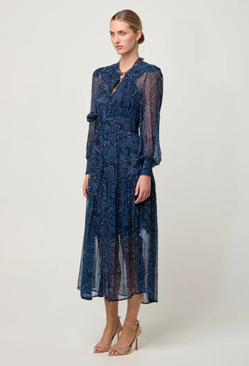 Solana Viscose Chiffon Midi Dress - Altamira