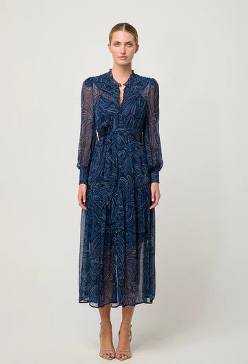 Solana Viscose Chiffon Midi Dress - Altamira
