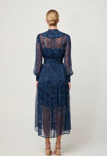 Solana Viscose Chiffon Midi Dress - Altamira