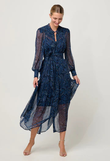Solana Viscose Chiffon Midi Dress - Altamira