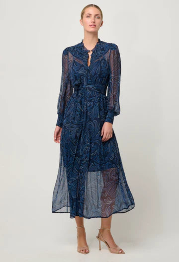 Solana Viscose Chiffon Midi Dress - Altamira