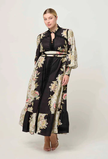 Espada Linen Viscose Maxi Dress - Mariposa Nero