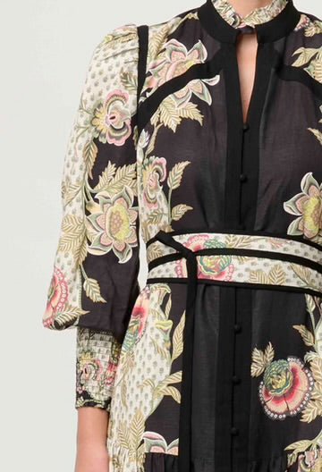 Espada Linen Viscose Maxi Dress - Mariposa Nero
