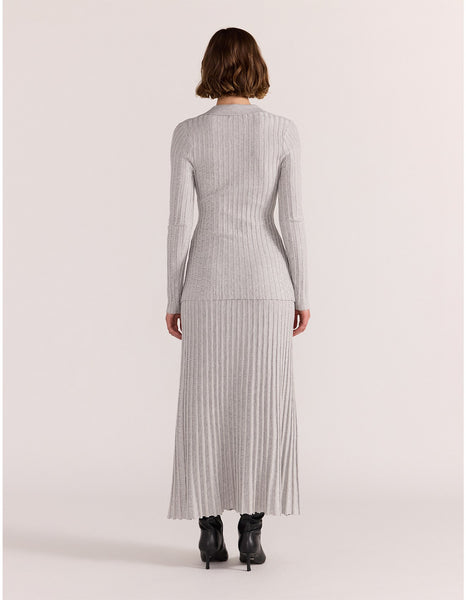Marlow Ribbed Polo Top - Grey/Marle