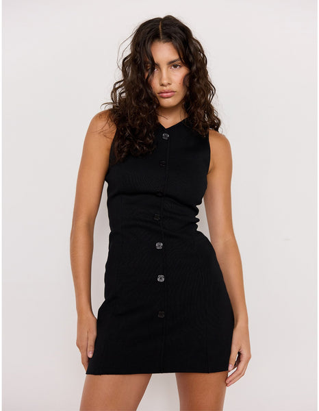 Noa Knit Mini Dress - Black