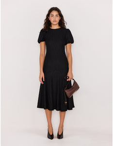 Anais Drop Waist Midi Dress - Black
