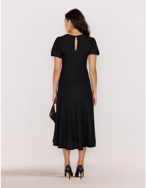Anais Drop Waist Midi Dress - Black