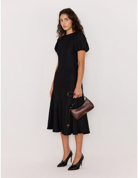 Anais Drop Waist Midi Dress - Black