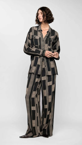 Marina Drawstring Pants - Spliced Stripe