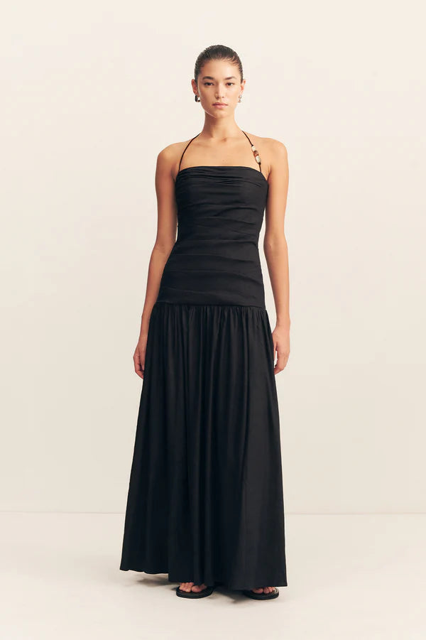 Kasbah Draped Halter Neck Maxi Dress - Black
