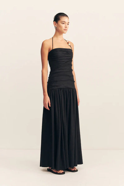 Kasbah Draped Halter Neck Maxi Dress - Black