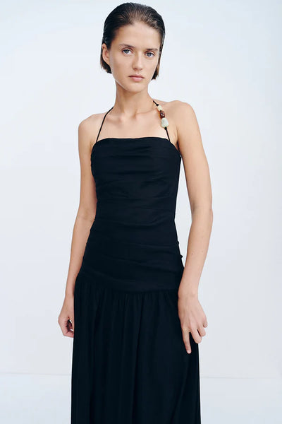 Kasbah Draped Halter Neck Maxi Dress - Black