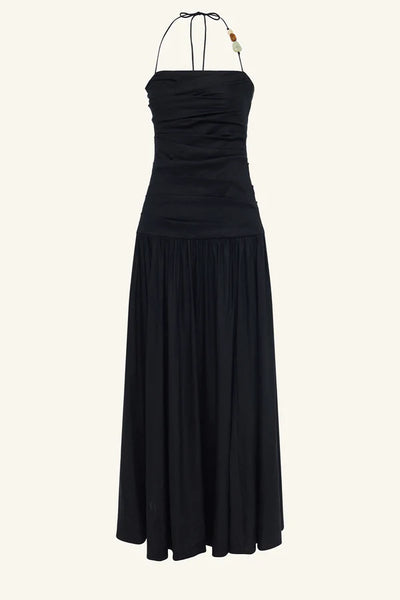 Kasbah Draped Halter Neck Maxi Dress - Black