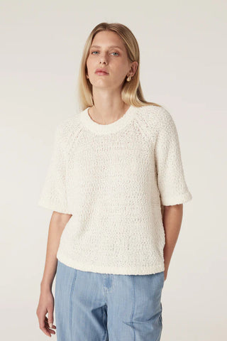 Boucle Knit Crew Top - Milk