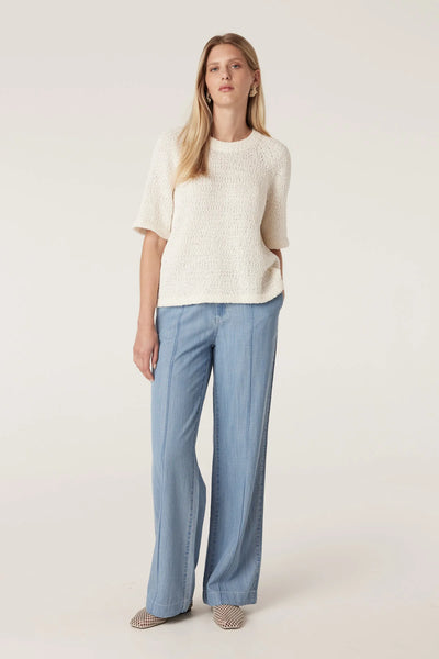 Boucle Knit Crew Top - Milk