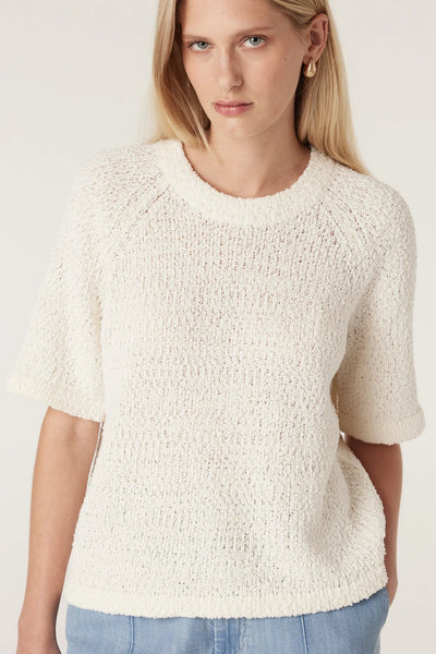 Boucle Knit Crew Top - Milk