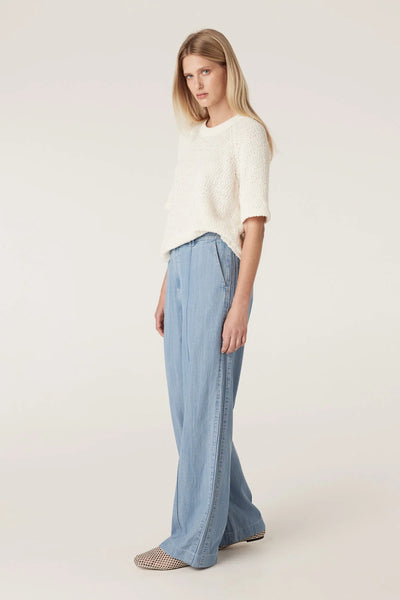 Boucle Knit Crew Top - Milk