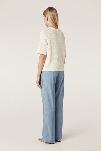 Boucle Knit Crew Top - Milk