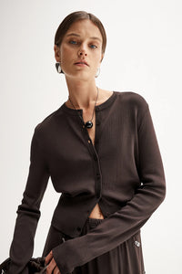 Victoria Knit Cardigan - Chocolate