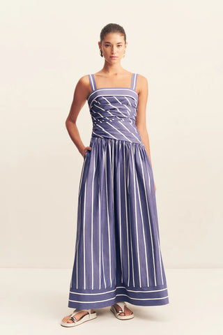 Cambridge Square Neck Maxi Dress - Chambray Blanc