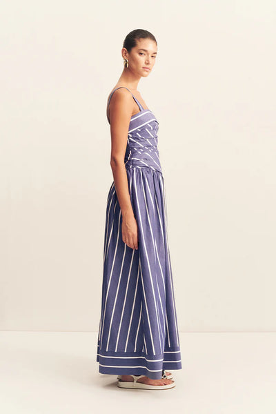 Cambridge Square Neck Maxi Dress - Chambray Blanc