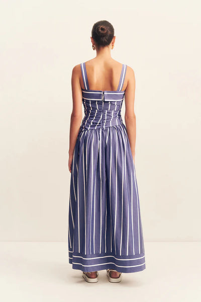 Cambridge Square Neck Maxi Dress - Chambray Blanc