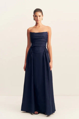 Celeste Strapless Panelled Maxi Dress - Midnight