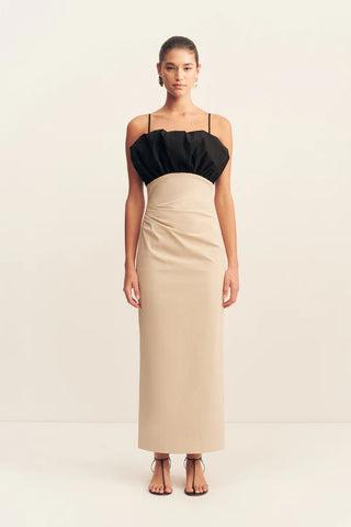 Campbell Bubble Bodice Midi Dress - Oat Milk