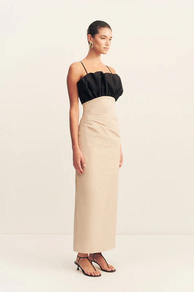 Campbell Bubble Bodice Midi Dress - Oat Milk