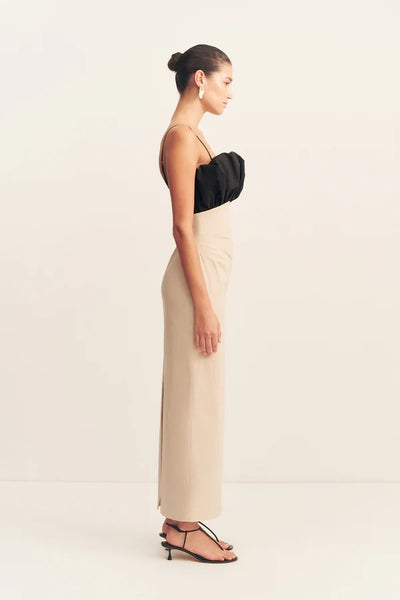Campbell Bubble Bodice Midi Dress - Oat Milk