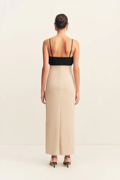 Campbell Bubble Bodice Midi Dress - Oat Milk