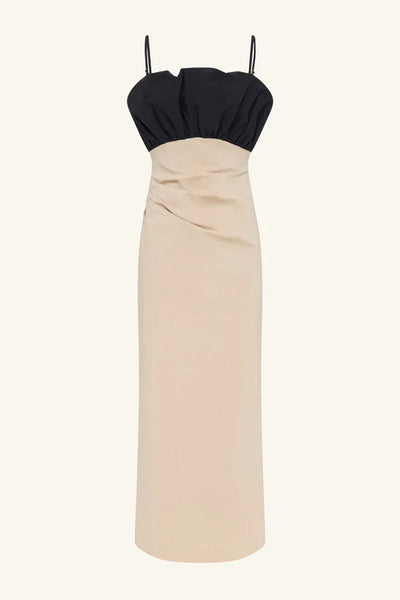 Campbell Bubble Bodice Midi Dress - Oat Milk