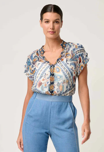 Calandra Viscose Yoryu Flutter Sleeve Top - Petinos Floros