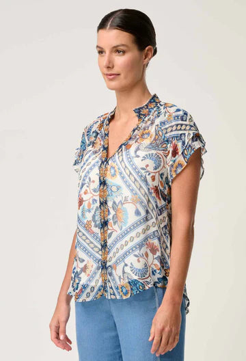 Calandra Viscose Yoryu Flutter Sleeve Top - Petinos Floros