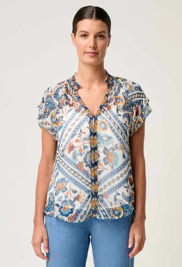 Calandra Viscose Yoryu Flutter Sleeve Top - Petinos Floros